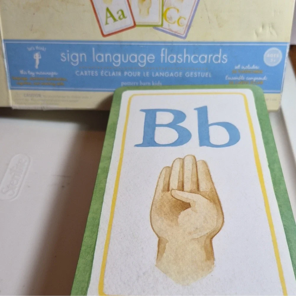 Pottery Barn Kids Sign Language Cards, 25-Card Letters Set Ages 3+ missing the A